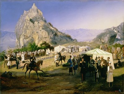 The Summer Camp of the Regiment of Nizhegorodsky Dragoons near Karagach by Grigori Grigorevich Gagarin